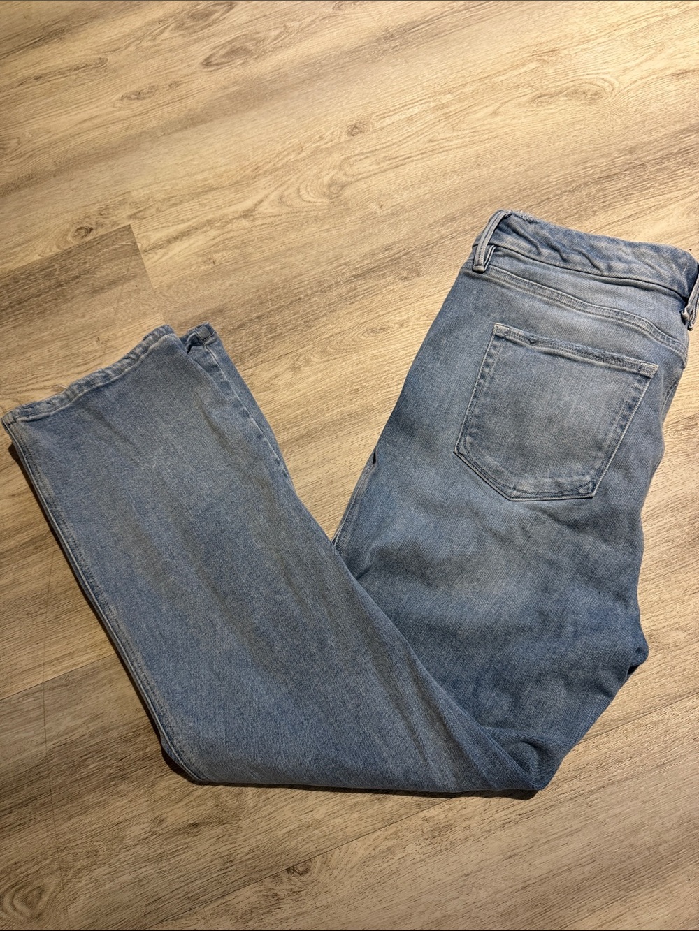 Good American Washed Blue Straight Leg Jeans